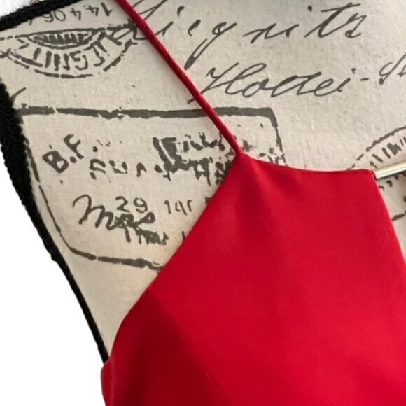 🎉PRICE REDUCED🎉 Aidan Mattox Spaghetti Strap V-Neck Satin Gown Red 6 Backless - Picture 5 of 16